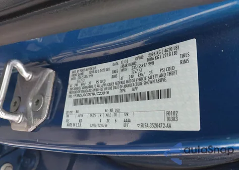 2017 Ford Escape Se z USA, uszkodzony, nr VIN 1FMCU0GD7HUC23016